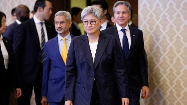 <div class="paragraphs"><p>Indian EAM Subrahmanyam Jaishankar, Australian Foreign Minister Penny Wong and US Secretary of State Antony Blinken arrive for the Quadrilateral Security Dialogue (Quad) ministerial meeting in Tokyo, Japan.</p></div>