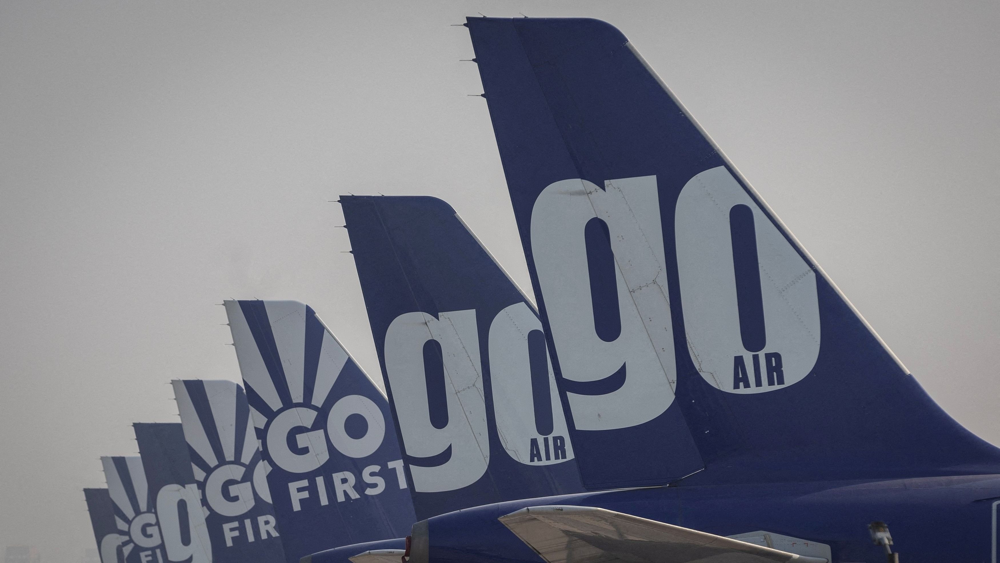 <div class="paragraphs"><p>The Go First logo seen on tailfins of aircraft.</p></div>