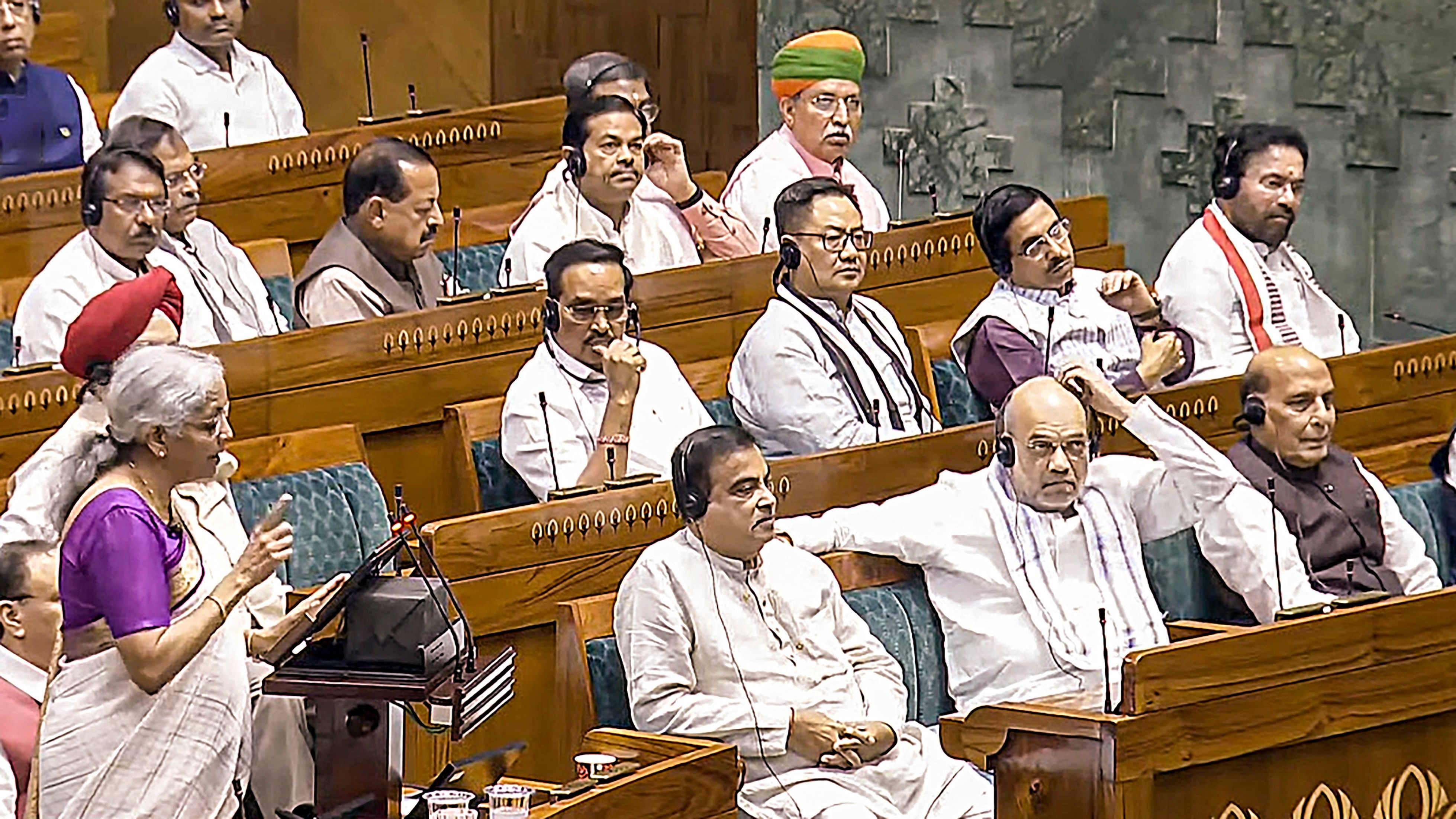 <div class="paragraphs"><p>Union Finance Minister Nirmala Sitharaman presents the Union Budget 2024-25 in the Lok Sabha, in New Delhi, Tuesday, July 23, 2024. </p></div>