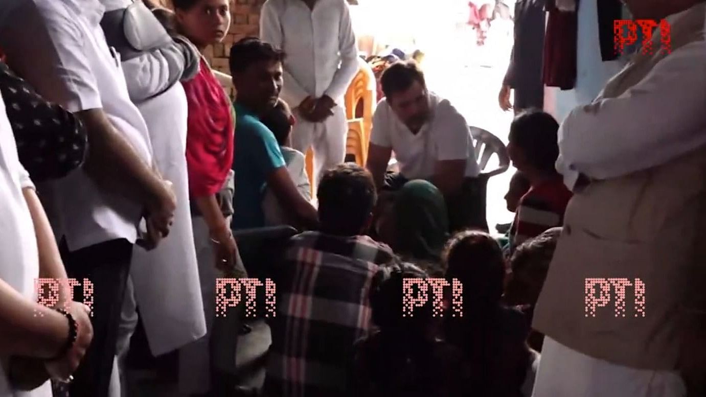 <div class="paragraphs"><p>Rahul Gandhi meeting families of Hathras stampede victims in Aligrah, July 5, 2024.</p></div>