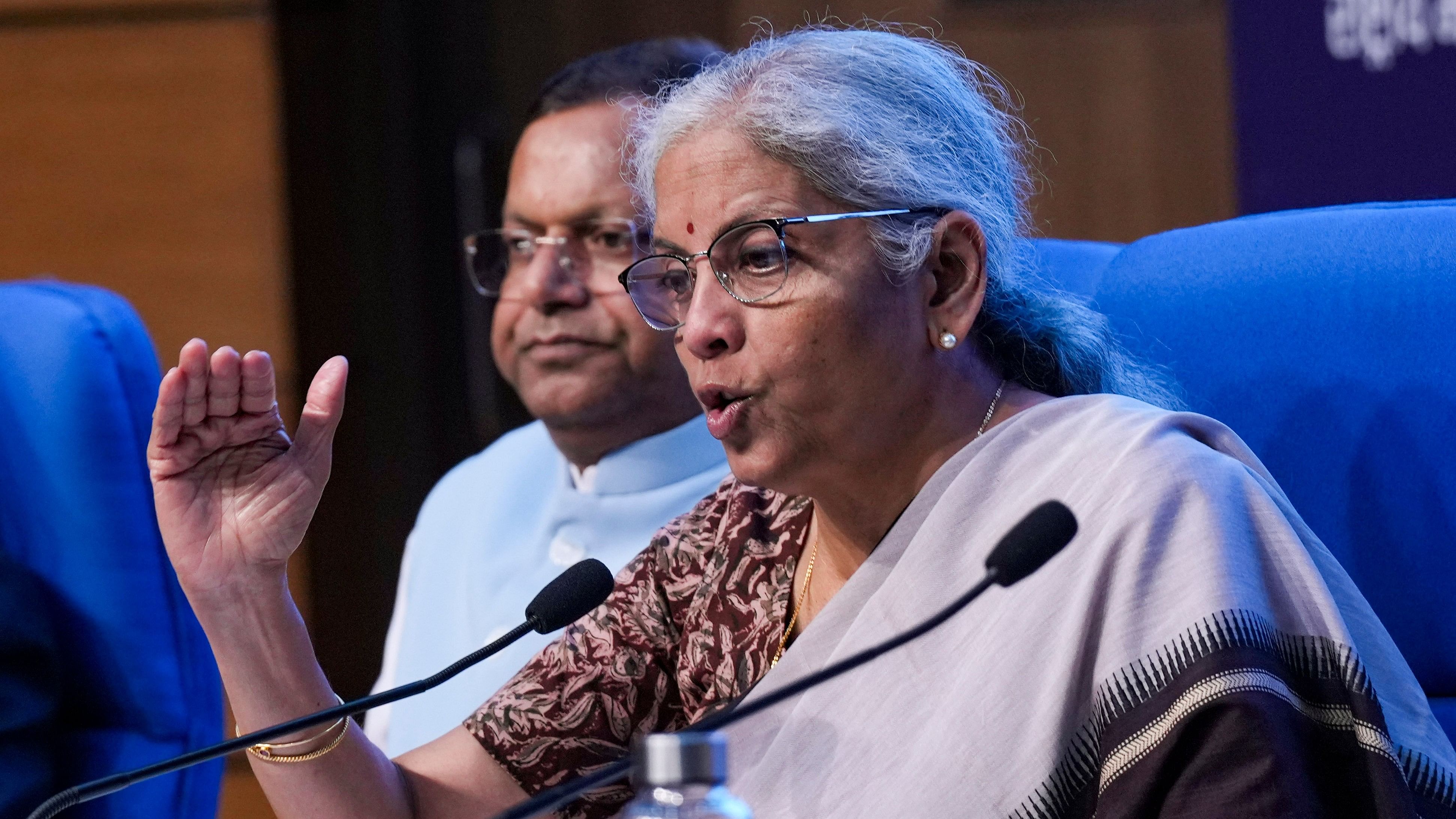 <div class="paragraphs"><p>Union Finance Minister Nirmala Sitharaman addresses a post-Budget press conference, in New Delhi, Tuesday, July 23, 2024. </p></div>