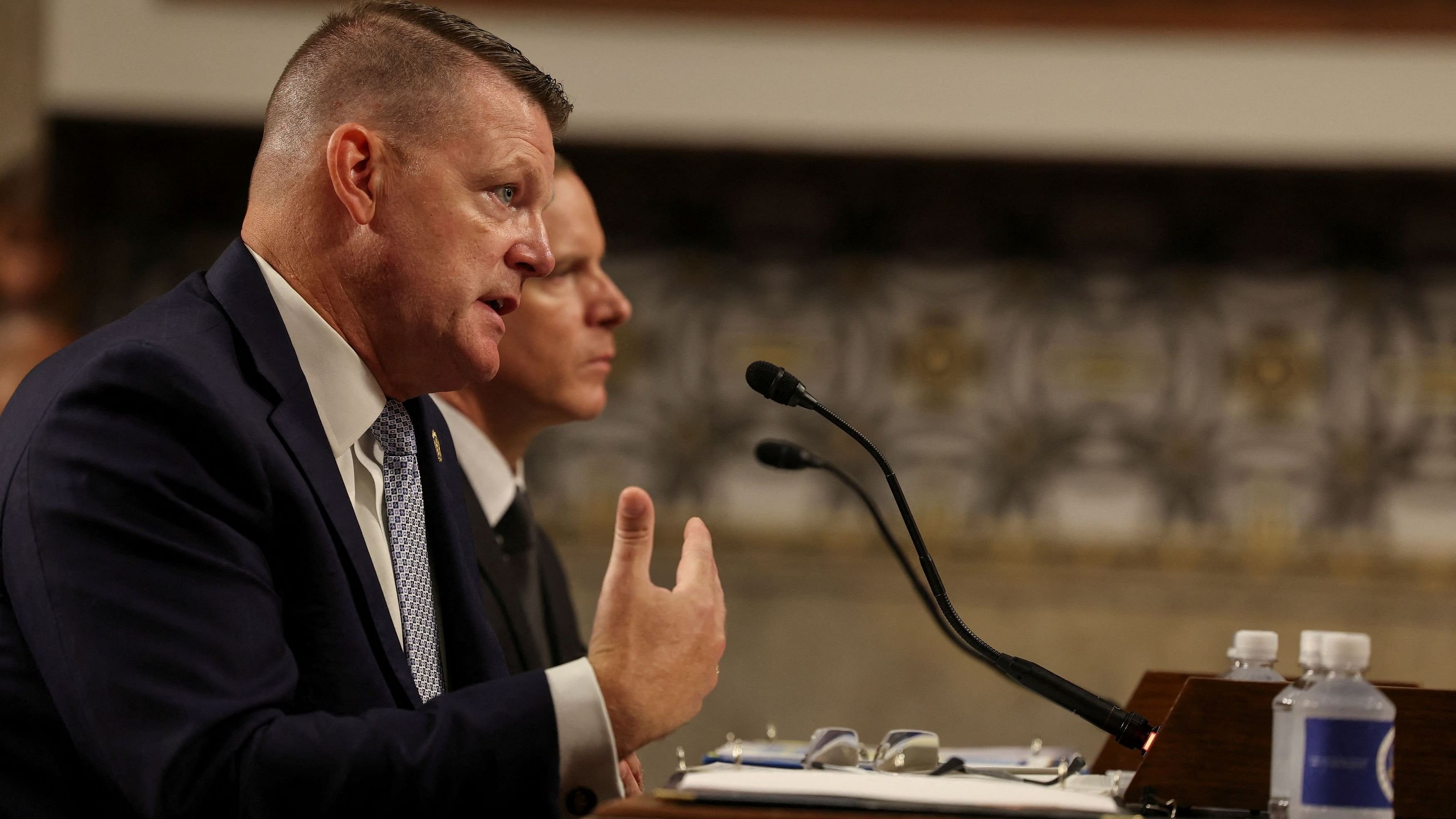 <div class="paragraphs"><p>Acting Director of the US Secret Service, Ronald L. Rowe, Jr. testifies next to Deputy Director of the FBI Paul Abbate before a Senate Judiciary Committee hearing on the attempted assassination of Republican presidential nominee and former US President Donald Trump, on Capitol Hill in Washington, US, July 30, 2024. </p></div>