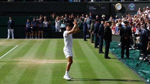 <div class="paragraphs"><p>Wimbledon 2024: Spain's Carlos Alcaraz celebrates winning his men's singles final against Serbia's Novak Djokovic.</p></div>