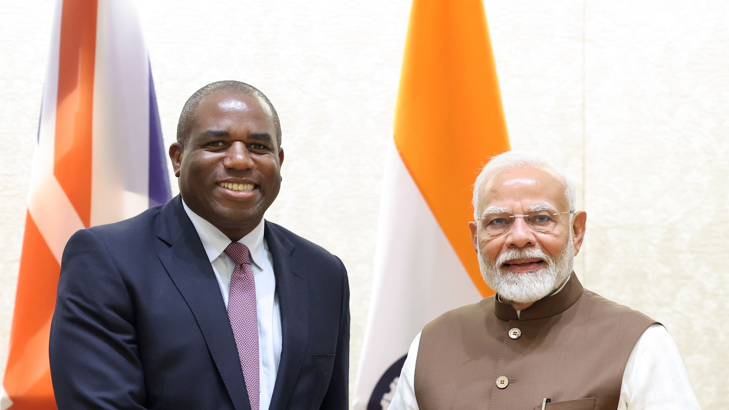 <div class="paragraphs"><p>From left: British Foreign Secretary David Lammy,&nbsp;Narendra Modi</p></div>