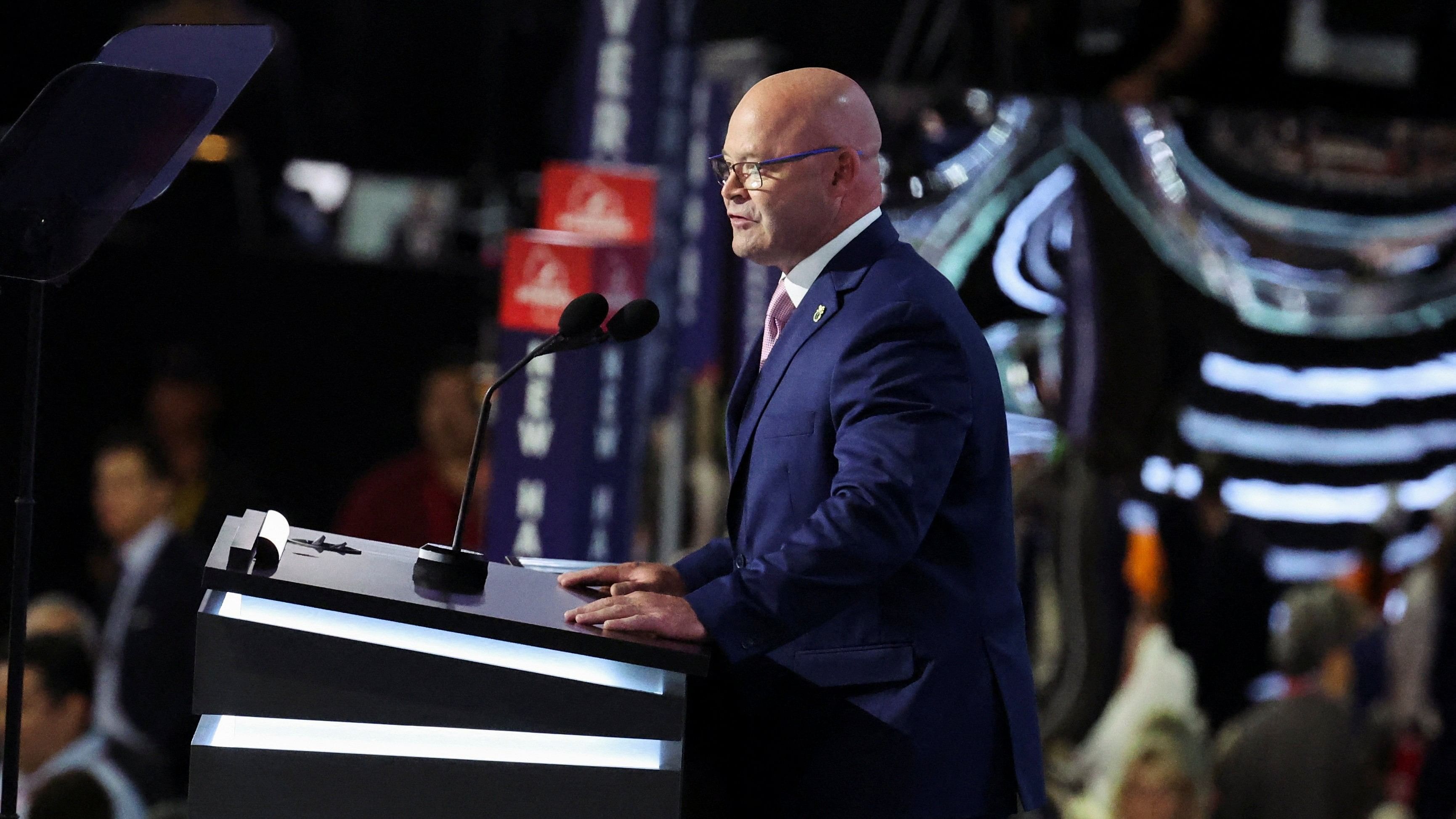 <div class="paragraphs"><p>Sean M. O'Brien,General President of the International Brotherhood of Teamsters, speaks during Day 1 of the Republican National Convention  at the Fiserv Forum in Milwaukee, Wisconsin, US.</p></div>