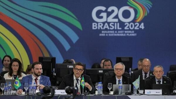 <div class="paragraphs"><p>Brazil's Central Bank President Roberto Campos Neto speaks during the opening of the G20 Finance Ministers and Central Banks Governors meeting, in Sao Paulo, Brazil.&nbsp;</p></div>