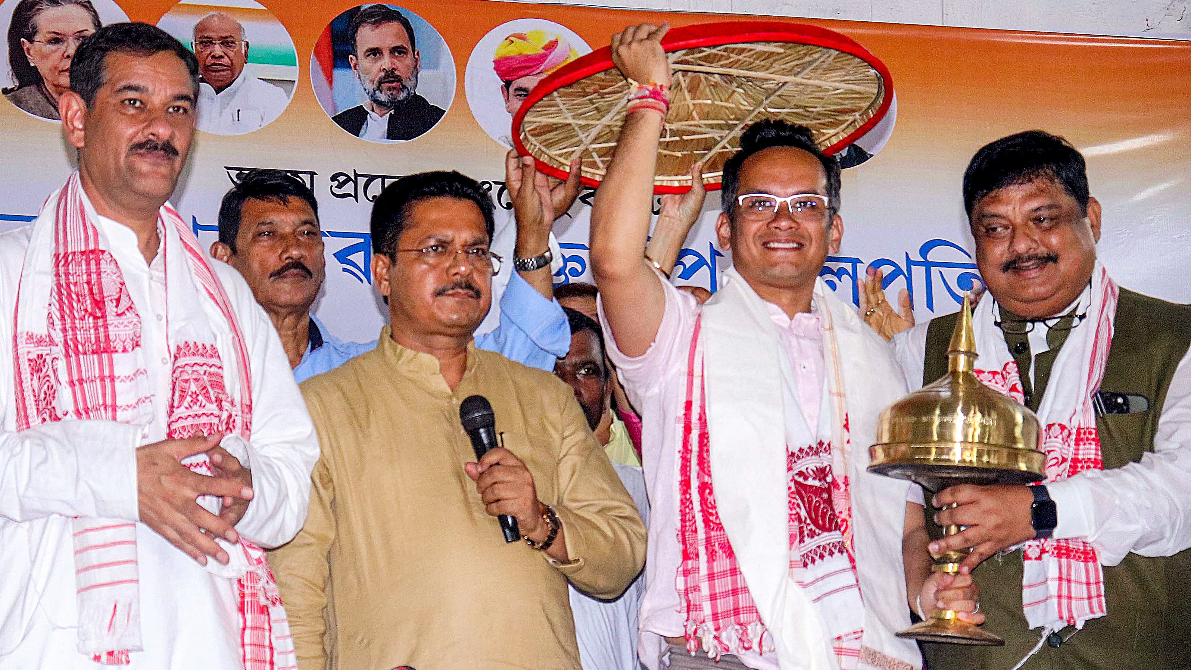 <div class="paragraphs"><p>Assam Congress chief Bhupen Kumar Borah along with other senior party leaders.</p></div>