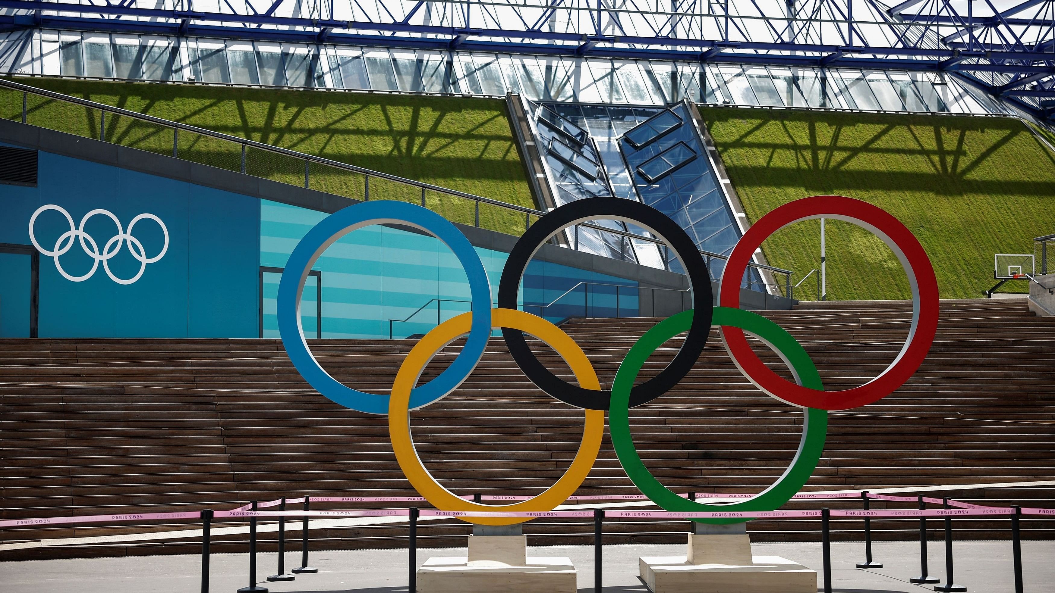 <div class="paragraphs"><p>Olympic rings are displayed in front of Bercy Arena, Paris.</p></div>