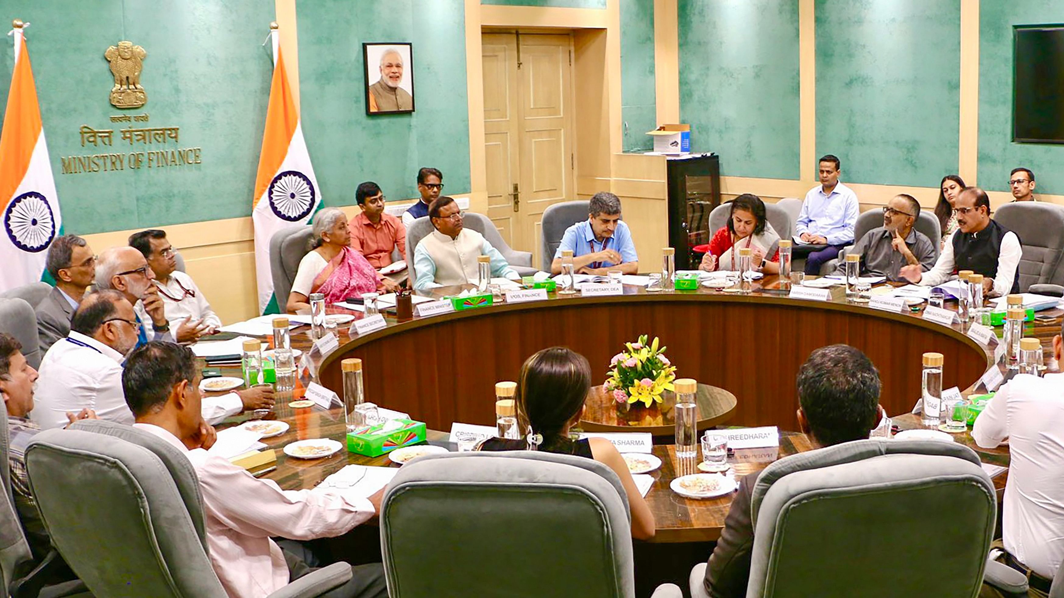 <div class="paragraphs"><p>A photo of a pre-Budget meeting chaired by Finance Minister Nirmala Sitharaman, June 21, 2024.</p></div>