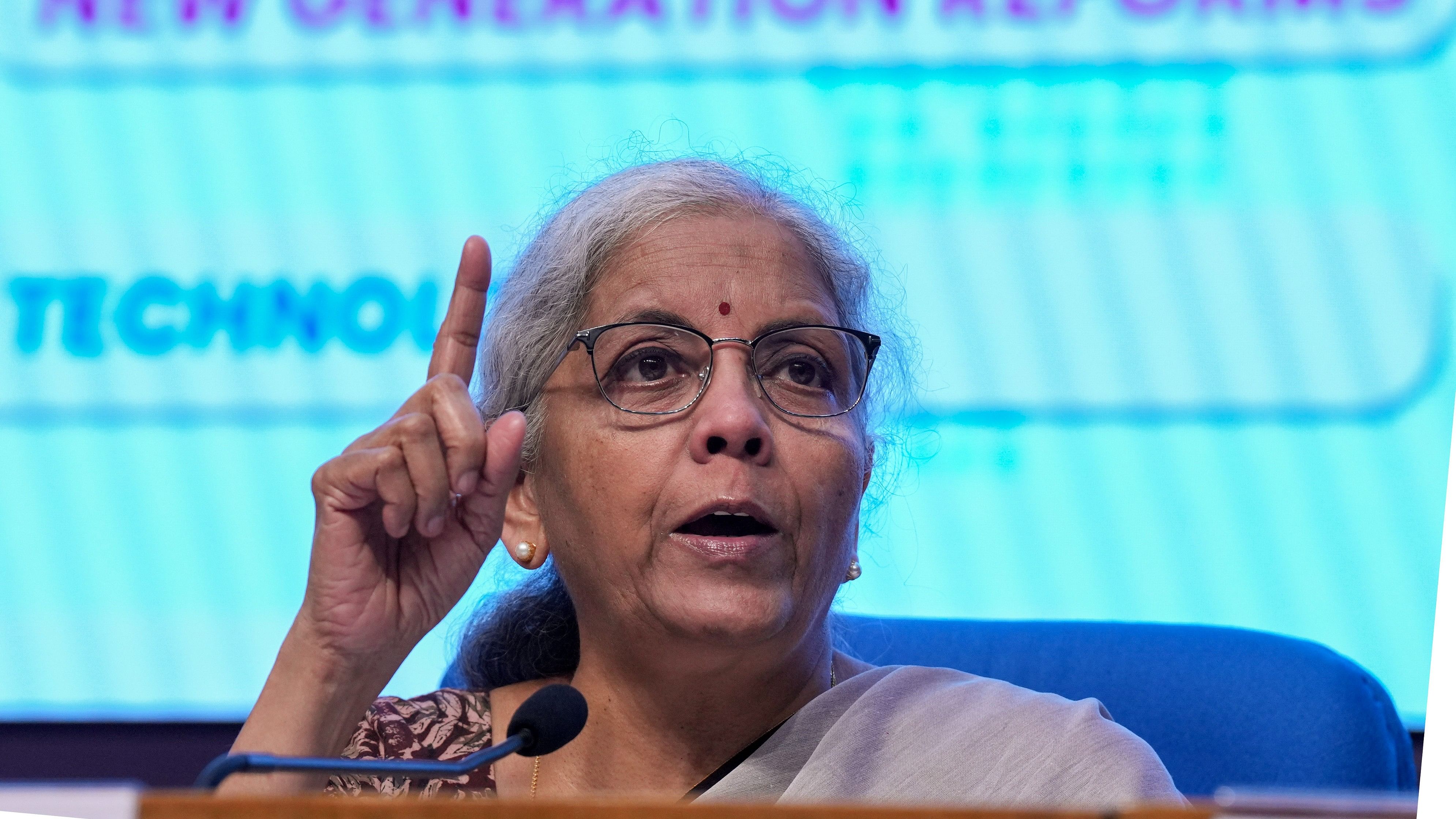 <div class="paragraphs"><p>Union Finance Minister Nirmala Sitharaman addresses a post-Budget press conference, in New Delhi, Tuesday.</p></div>