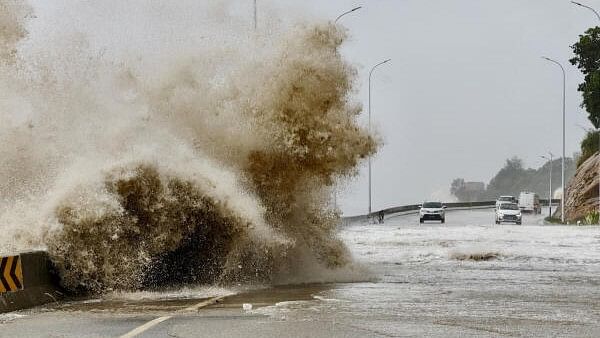 <div class="paragraphs"><p>Waves crash on the coast of Sansha town as Typhoon Gaemi approaches, in Ningde, Fujian province, China.</p></div>