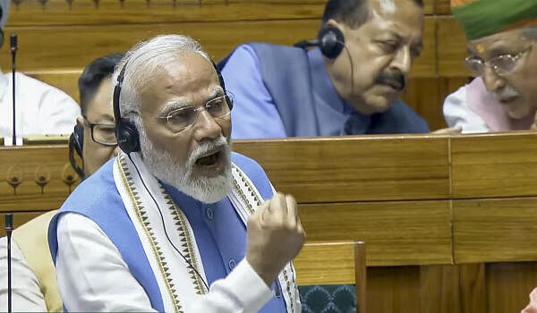 <div class="paragraphs"><p>Prime Minister Narendra Modi replies to the Motion of Thanks on the President's Address in the Lok Sabha during the ongoing Parliament session, in New Delhi, Tuesday, July 2, 2024. </p></div>