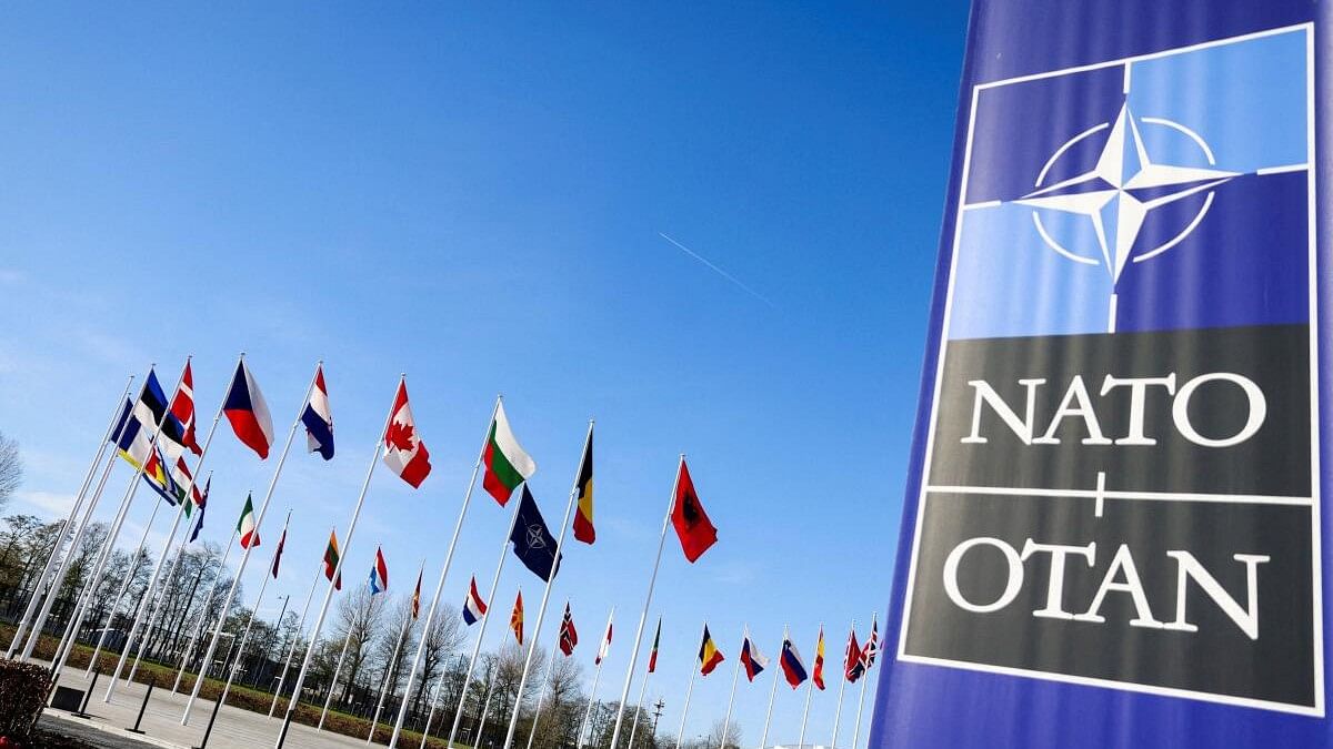 <div class="paragraphs"><p>Flags flutter as a NATO foreign ministers' meeting takes place at the Alliance's headquarters in Brussels, Belgium.</p></div>