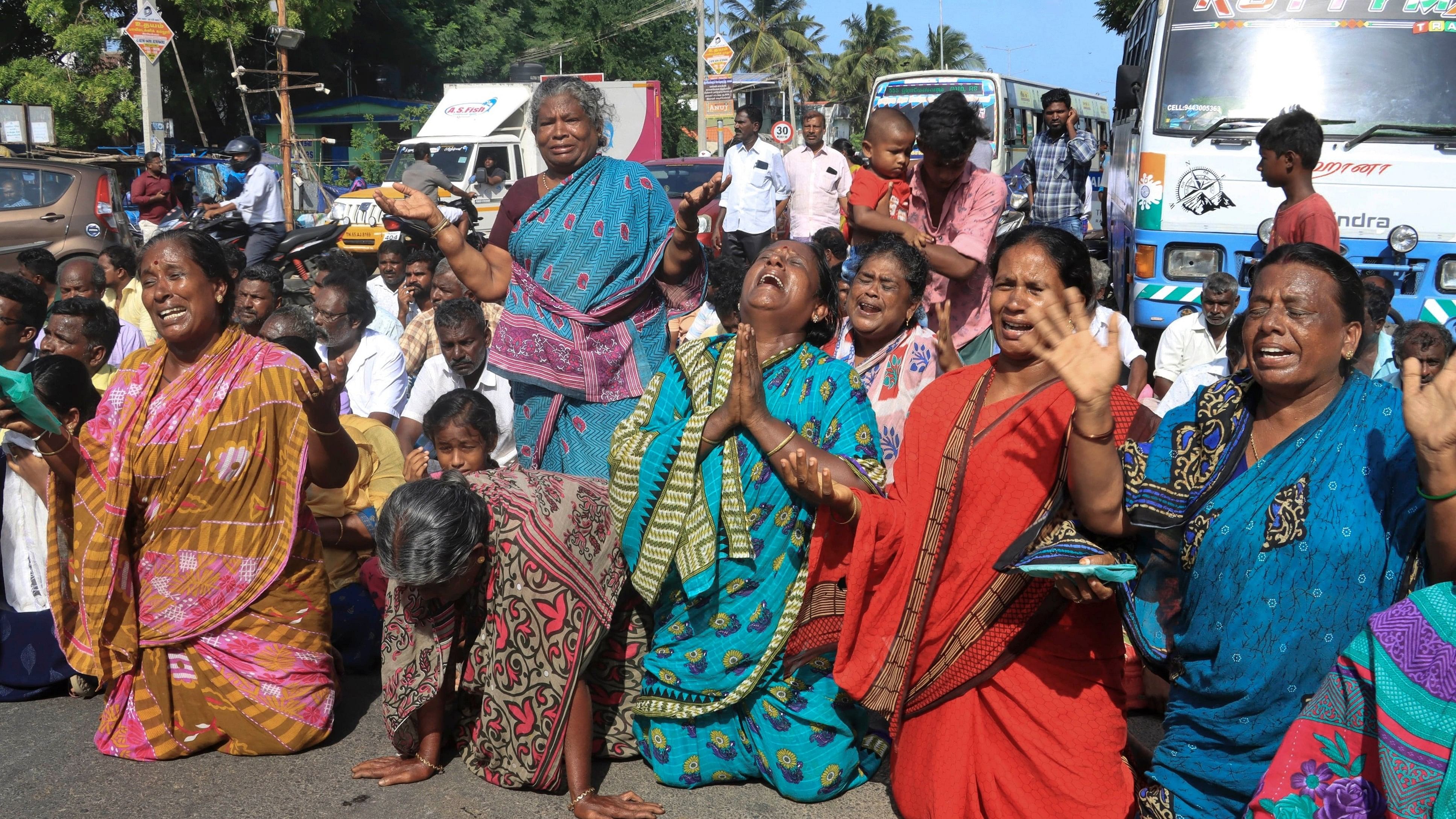 <div class="paragraphs"><p>Rameshwaram: Fishermen protest demanding the release of their arrested colleagues and boats captured by the Sri Lankan Navy, in Rameshwaram, Monday, July 1, 2024. </p></div>
