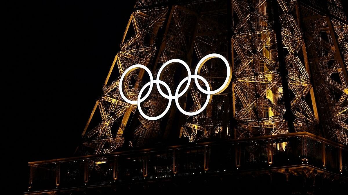 <div class="paragraphs"><p>A general view of the Olympic rings on the Eiffel Tower.</p></div>