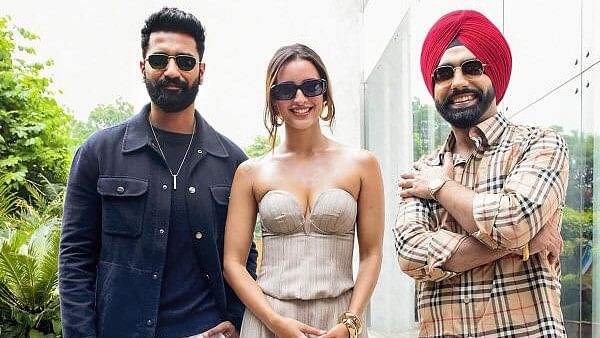 <div class="paragraphs"><p>Bollwood actors Vicky Kaushal, Tripti Dimri and Ammy Wirk during promotion of the upcoming film 'Bad News', in New Delhi, Monday, July 15, 2024.</p></div>