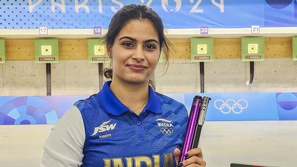 <div class="paragraphs"><p>India's Manu Bhaker at the 10m Air Pistol Women's Final event at the Summer Olympics 2024, in Chateauroux, France, Sunday, July 28, 2024.</p></div>