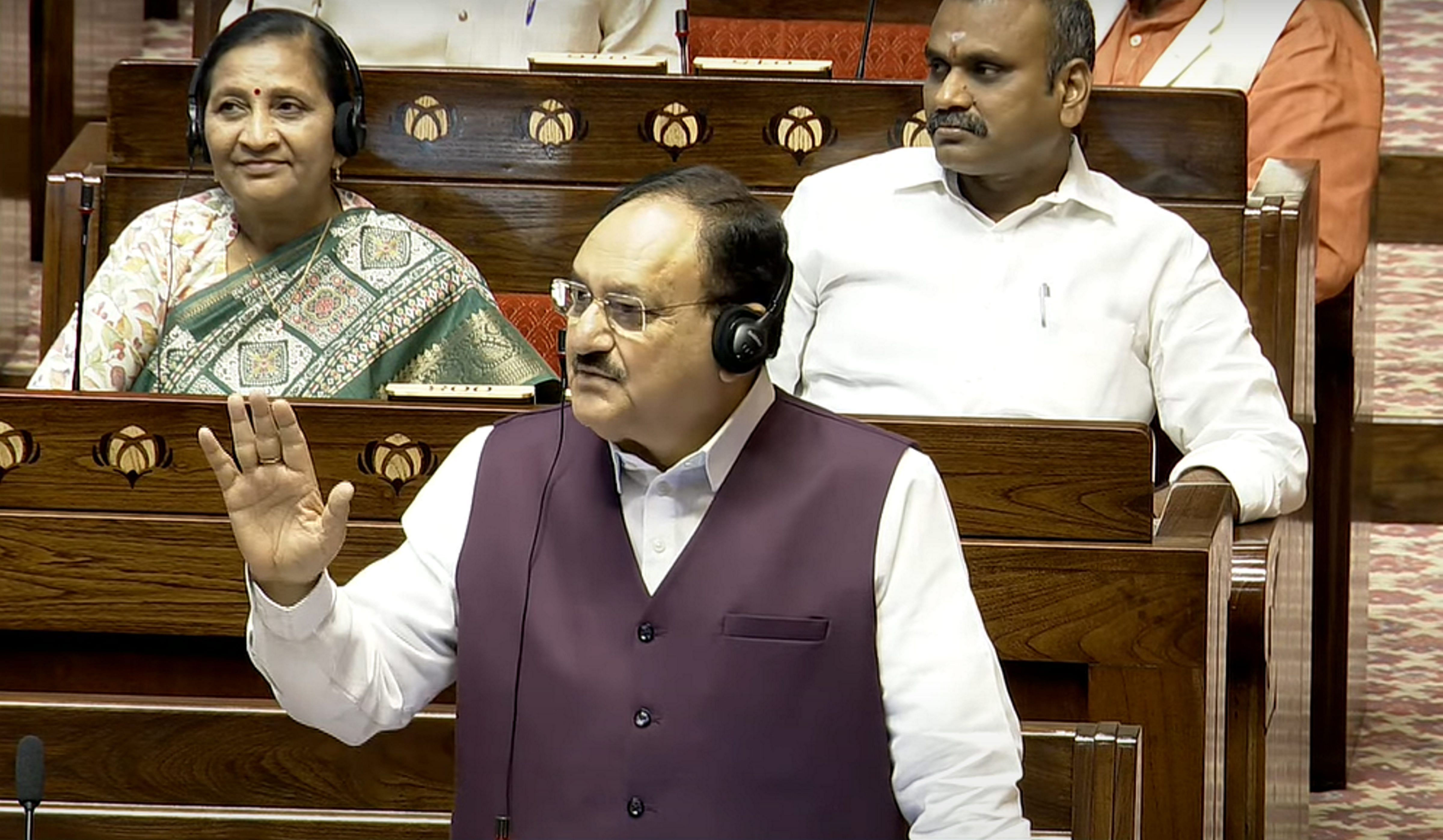 <div class="paragraphs"><p> Union Minister J P Nadda speaks in the Rajya Sabha.</p></div>