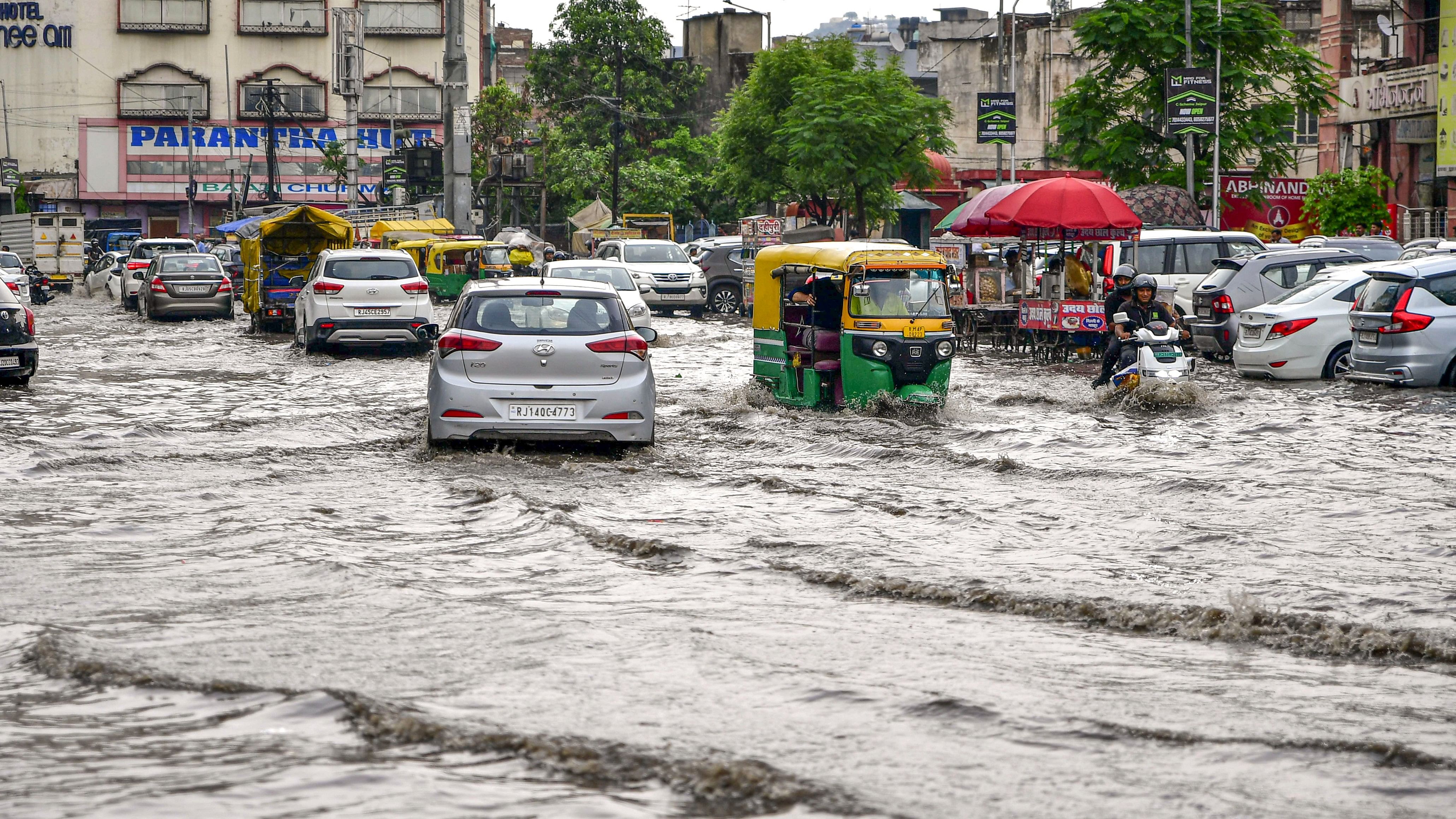 <div class="paragraphs"><p>Photo showing flooded roads in Rajasthan. For representational purposes.</p></div>