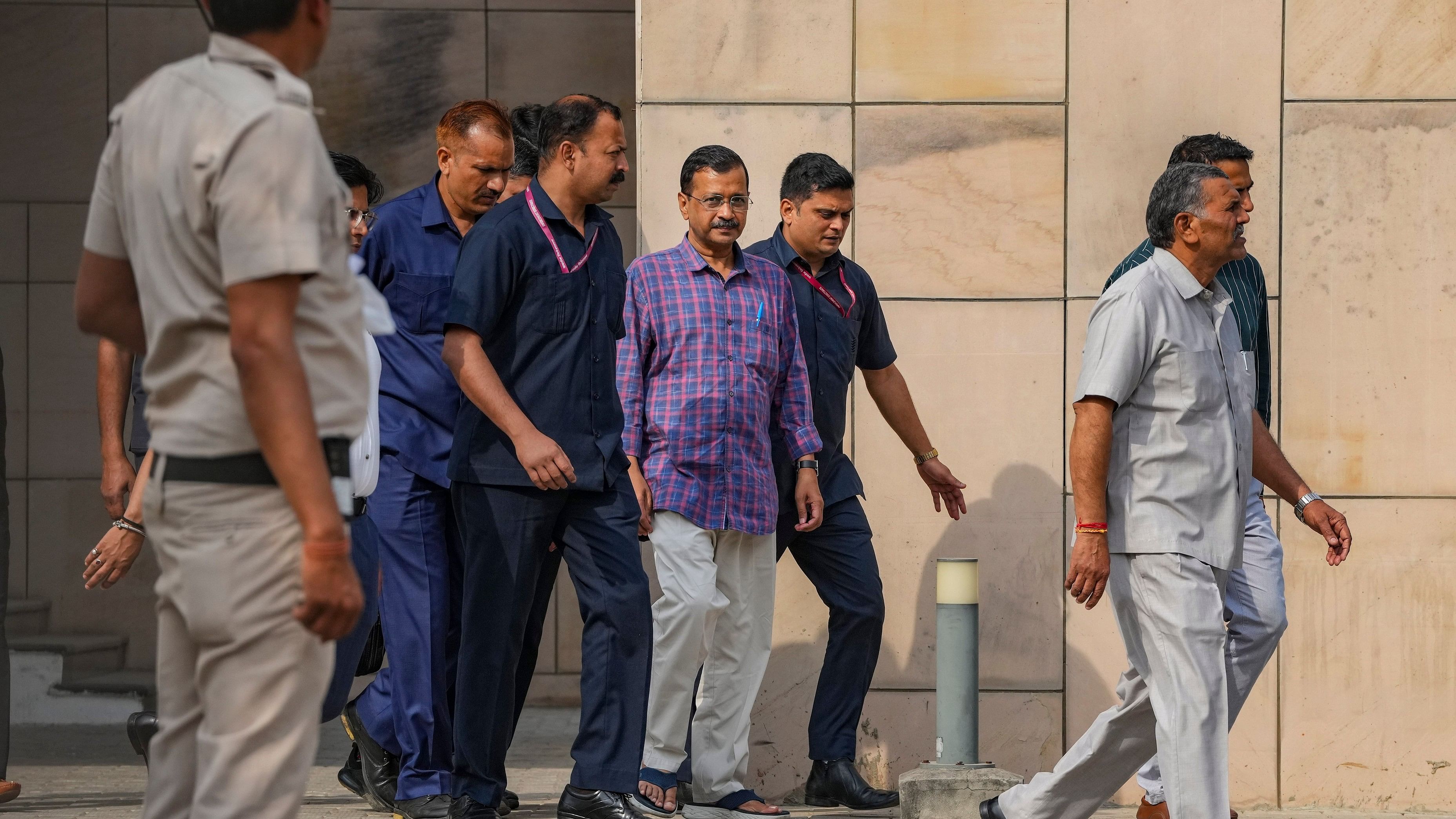 <div class="paragraphs"><p> In this Thursday, March 28, 2024 file photo Delhi Chief Minister and AAP convenor Arvind Kejriwal leaves the Rouse Avenue Court where he was produced in the excise policy-linked money laundering case, in New Delhi. </p></div>