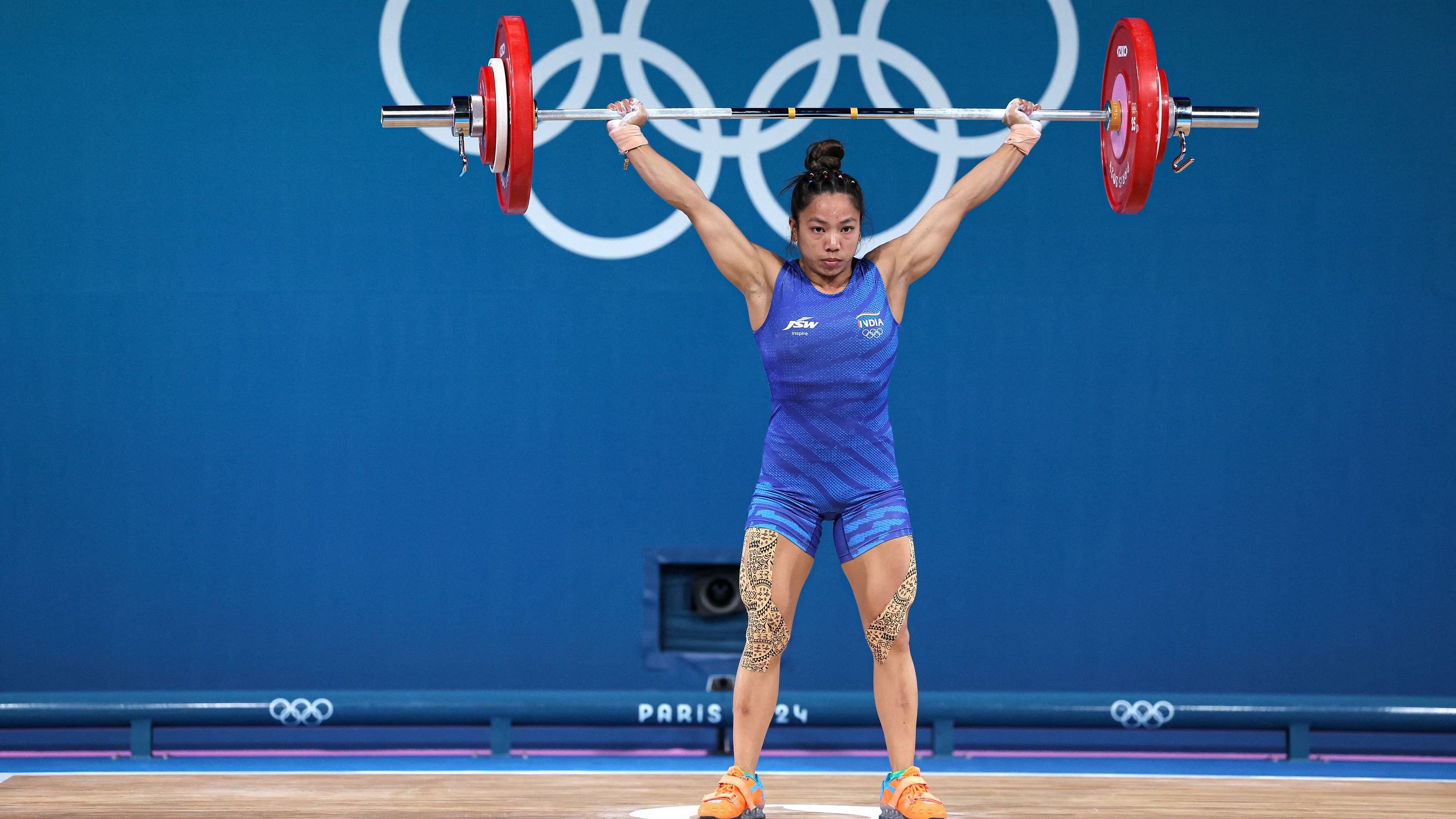 <div class="paragraphs"><p> Mirabai Chanu in action at the Paris Olympics.</p></div>