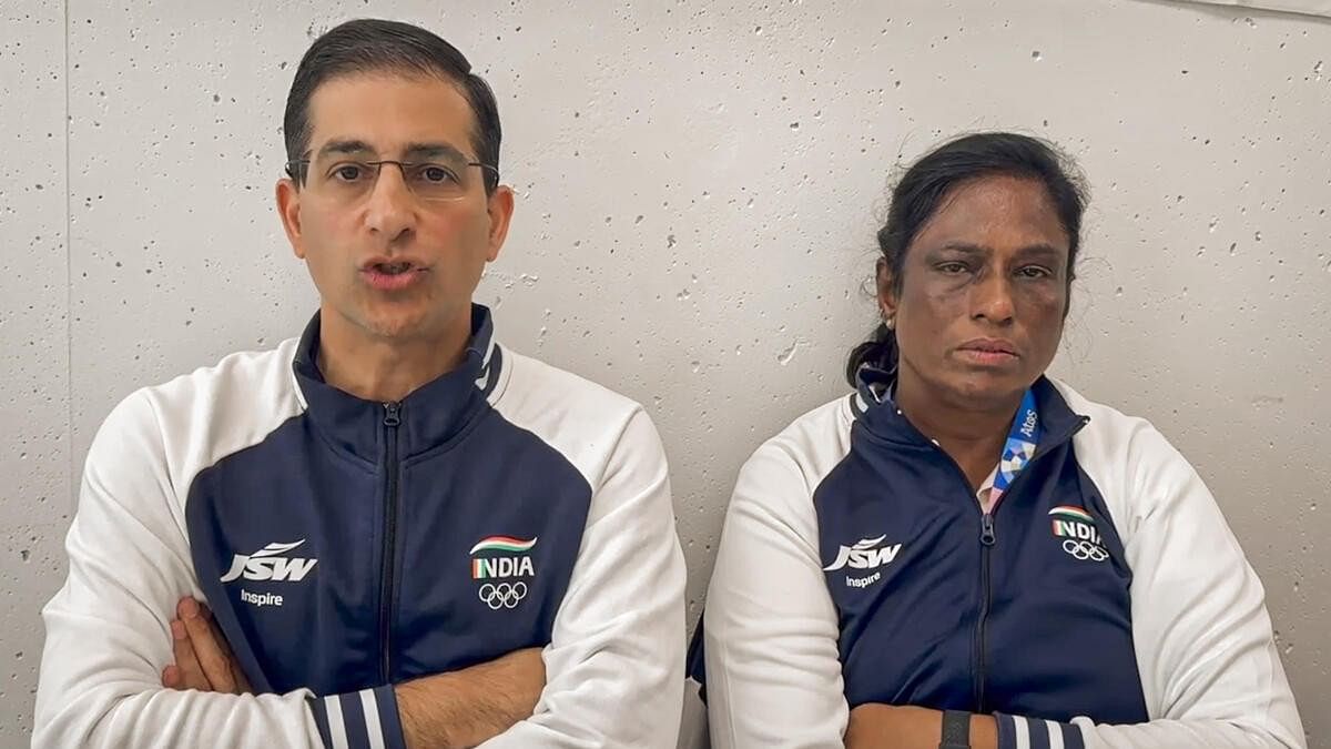 <div class="paragraphs"><p>Indian Olympics Association (IOA) President PT Usha and Chief Medical Officer of the Indian Contingent Dr Dinshaw Pardiwala speak regarding Indian wrestler Vinesh Phogat's disqualification from the Paris Olympics after she was found overweight ahead of her women's 50kg final match, Wednesday, August 7, 2024.</p></div>