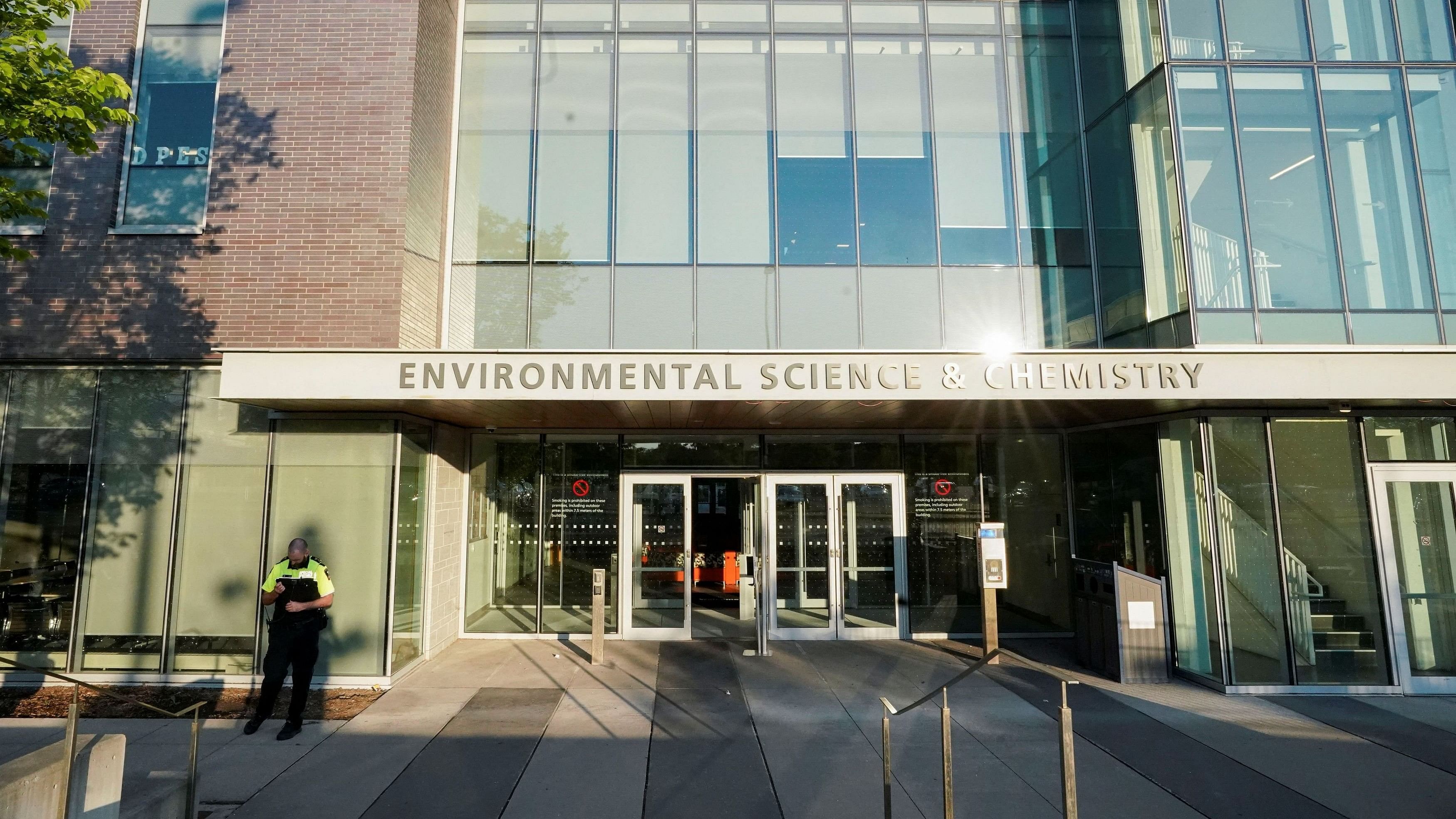 <div class="paragraphs"><p>A view shows the Environmental Science and Chemistry building at the University of Toronto's Scarborough Campus after police say during a press conference that they detonated a hoax explosive device, in Toronto, Ontario, Canada.</p></div>