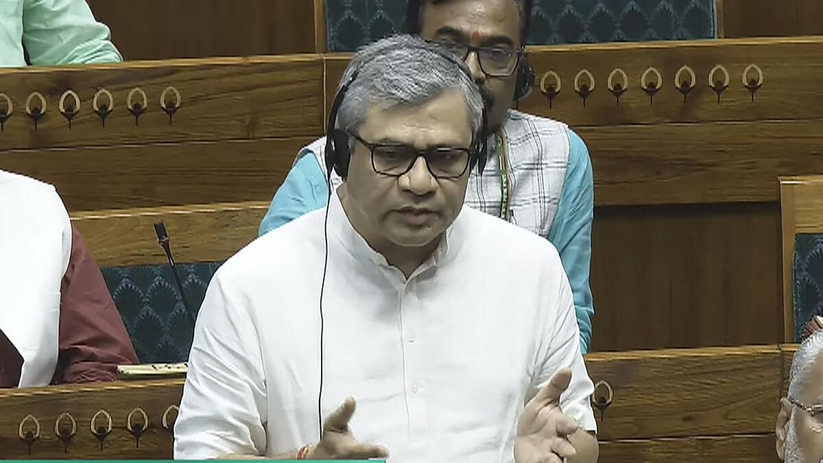 <div class="paragraphs"><p>Union Railway Minister Ashwini Vaishnaw speaks in the Lok Sabha during the Monsoon session of Parliament, in New Delhi.</p></div>