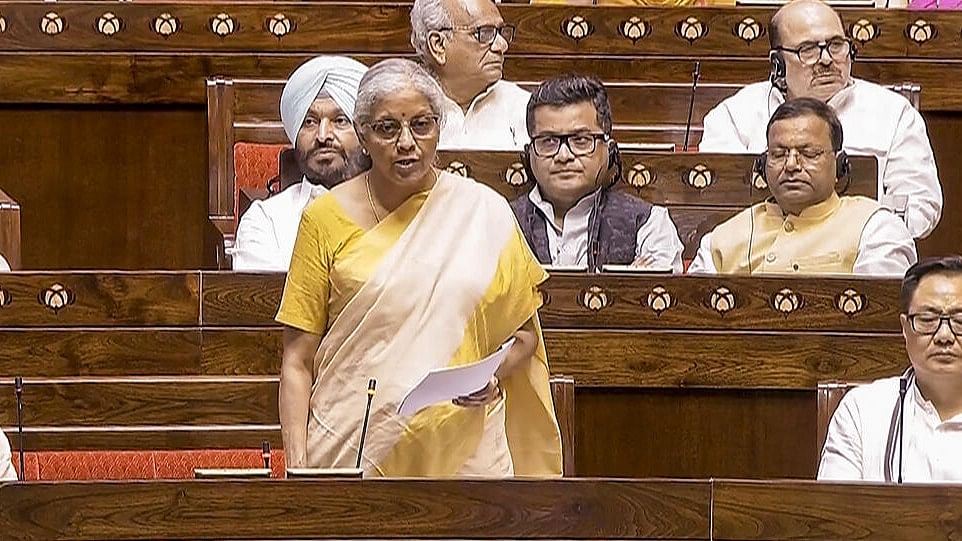 <div class="paragraphs"><p>Union Finance Minister Nirmala Sitharaman speaks in the Rajya Sabha.</p></div>