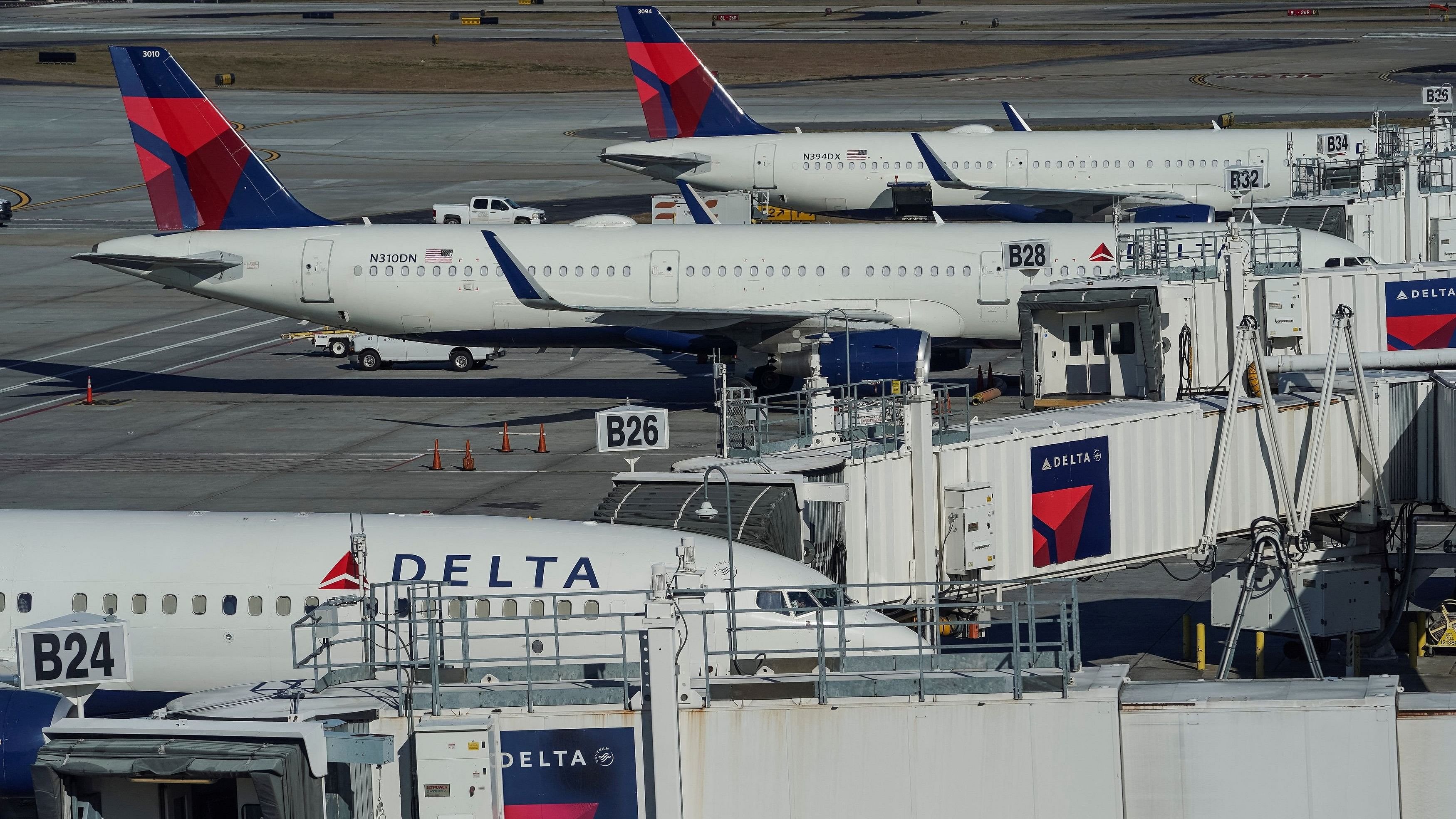 <div class="paragraphs"><p>Delta Air Lines jets are seen at gates at Hartsfield-Jackson Atlanta International Airport in Atlanta, Georgia, US. </p></div>