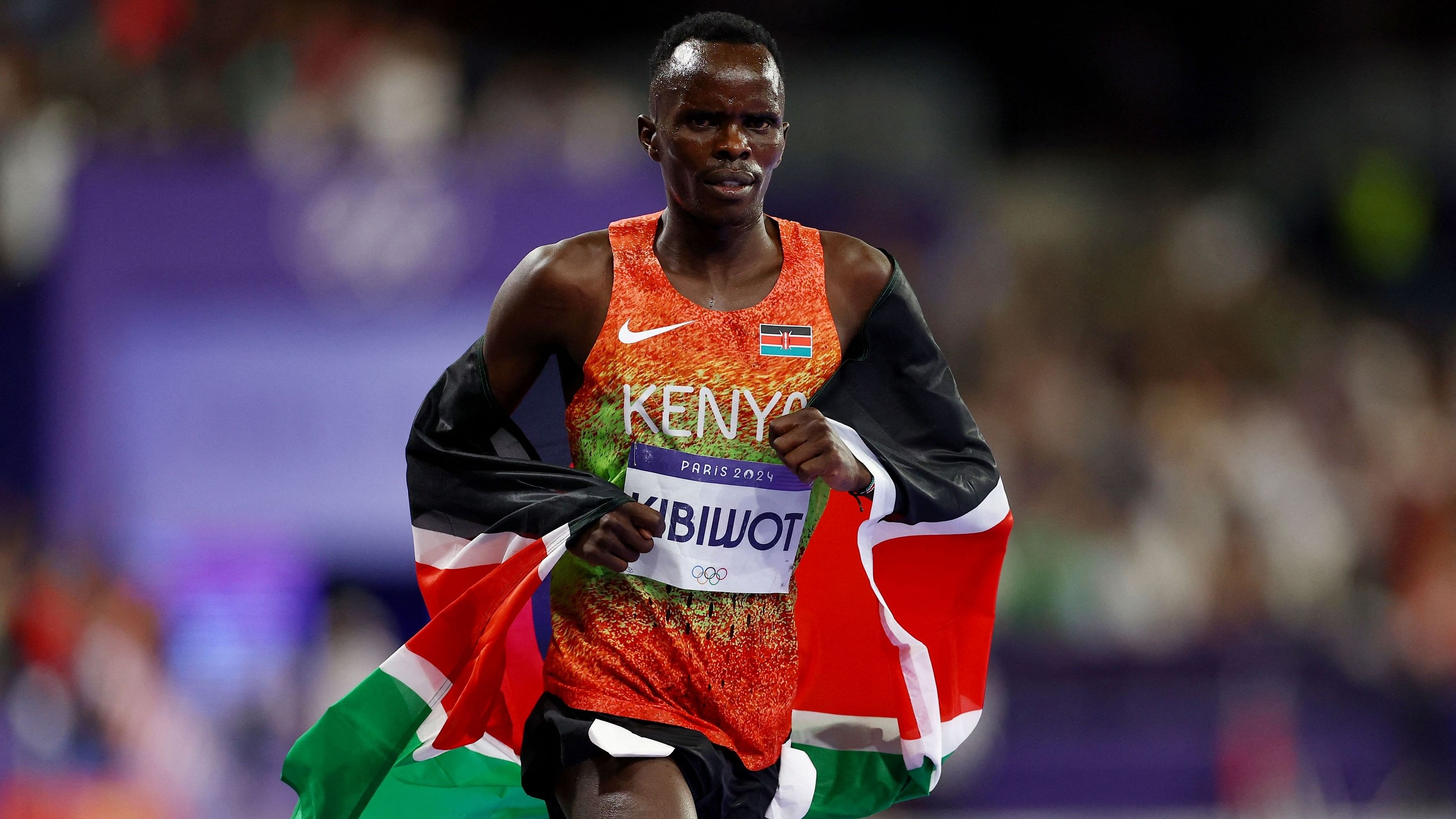 <div class="paragraphs"><p>Bronze medallist Abraham Kibiwot of Kenya celebrates after the Steeplechase final.</p></div>