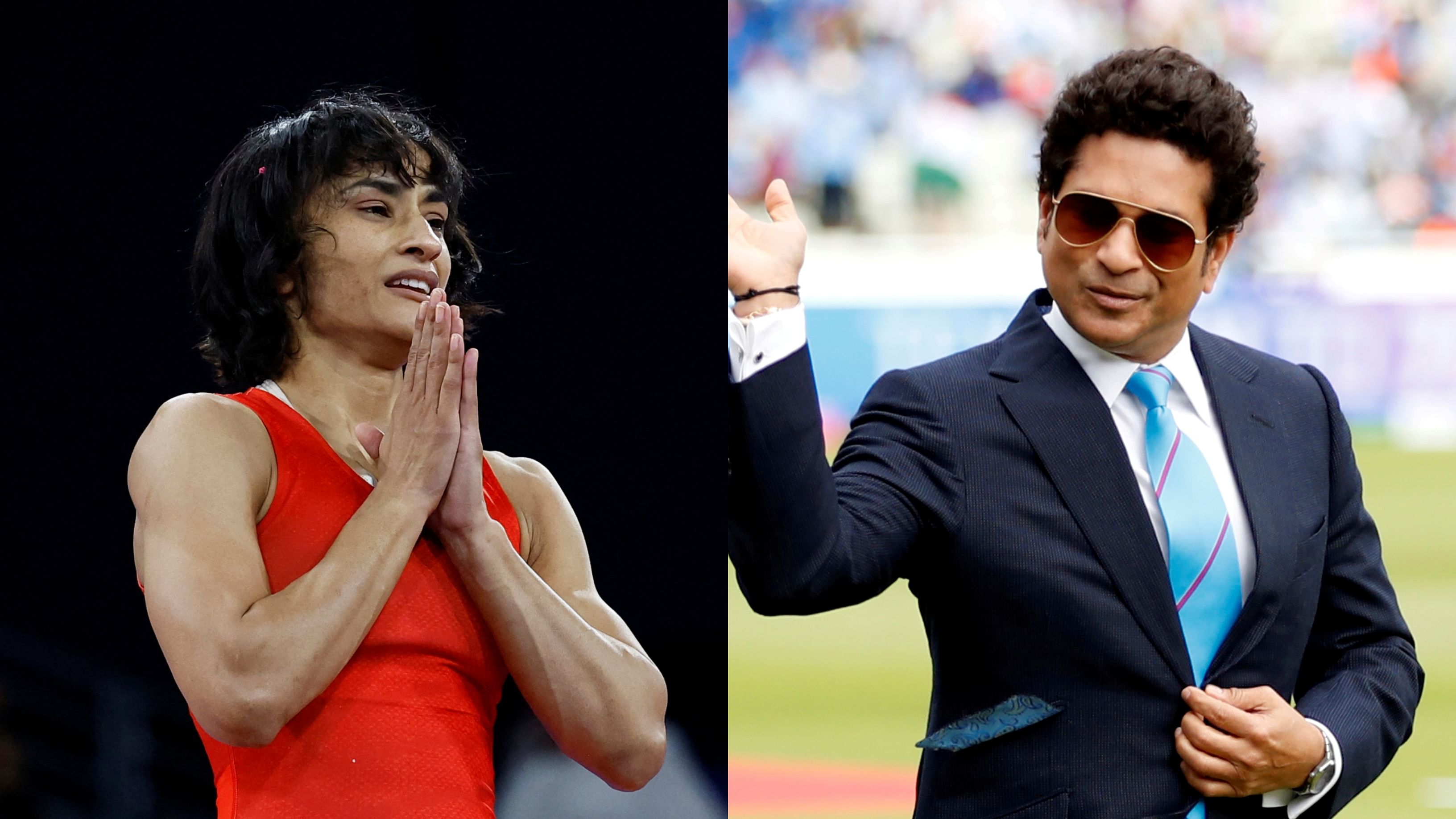 <div class="paragraphs"><p>Vinesh Phogat (L) and Sachin Tendulkar (R).</p></div>