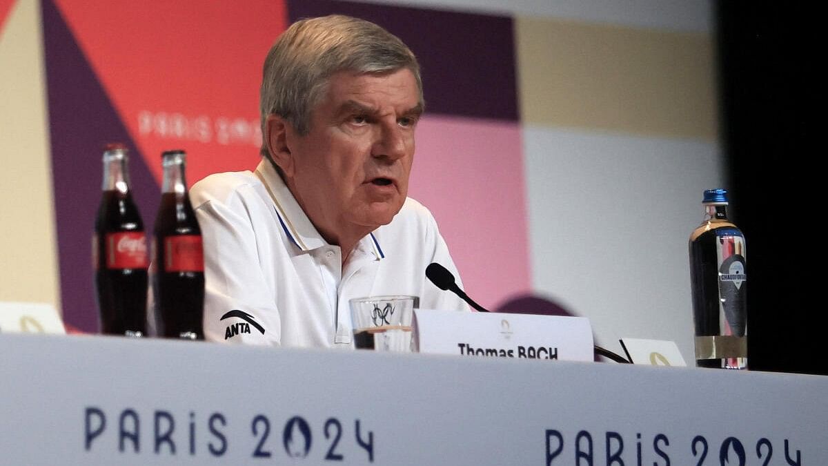 <div class="paragraphs"><p> International Olympic Committee (IOC) President Thomas Bach during the press conference.</p></div>