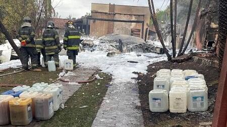 <div class="paragraphs"><p>Debris is pictured as emergency personnel work at the site of a turboprop plane crash, in Vinhedo, Brazil August 9, 2024 in this picture obtained from social media.</p></div>