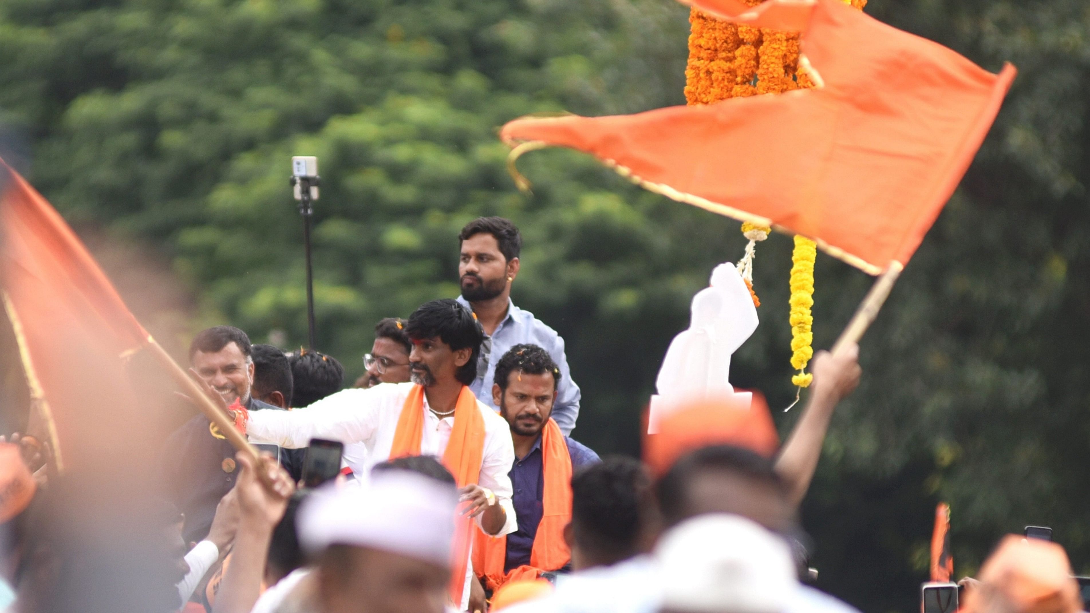 <div class="paragraphs"><p>Maratha reservation activist Manoj Jarange Patil during a rally, in Pune, Sunday, Aug. 11, 2024. </p></div>