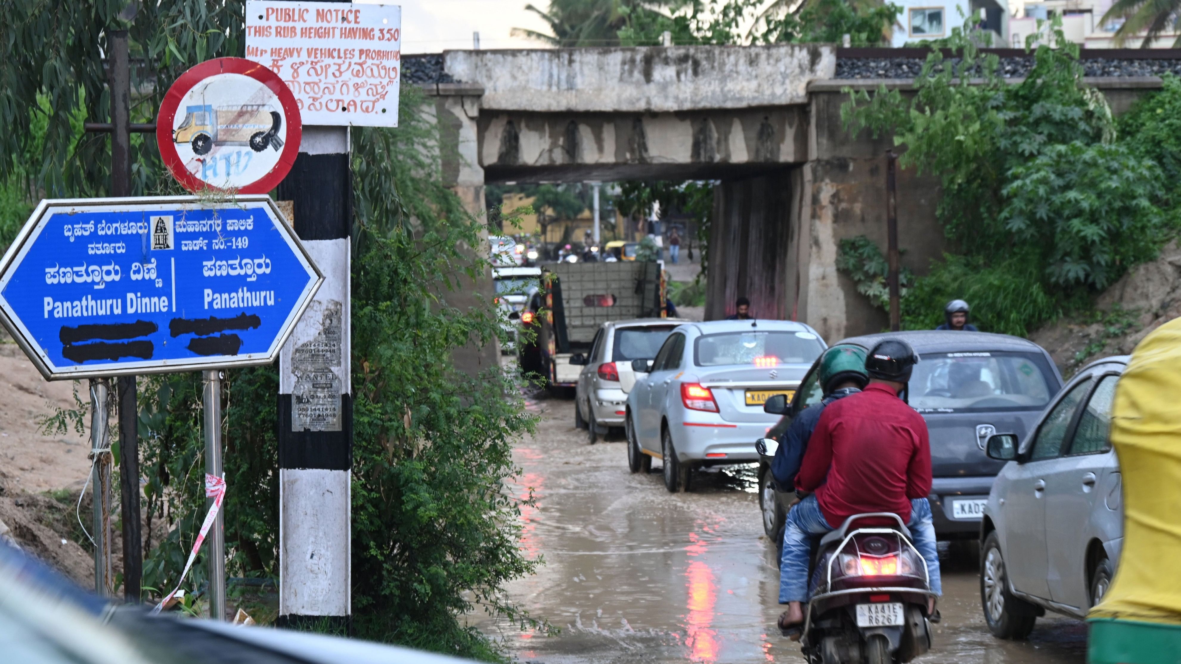 <div class="paragraphs"><p>Ongoing construction and road expansion at the Panathur underbridge add at least two hours to daily commute times.</p></div>