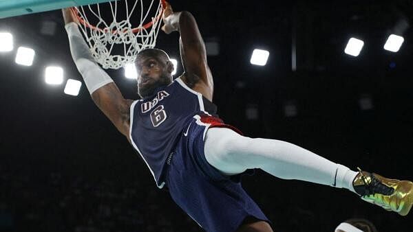 <div class="paragraphs"><p>Paris 2024 Olympics - Basketball - Men's Gold Medal Game - France vs United States - Bercy Arena, Paris, France - August 10, 2024. Lebron James of United States in action.</p></div>