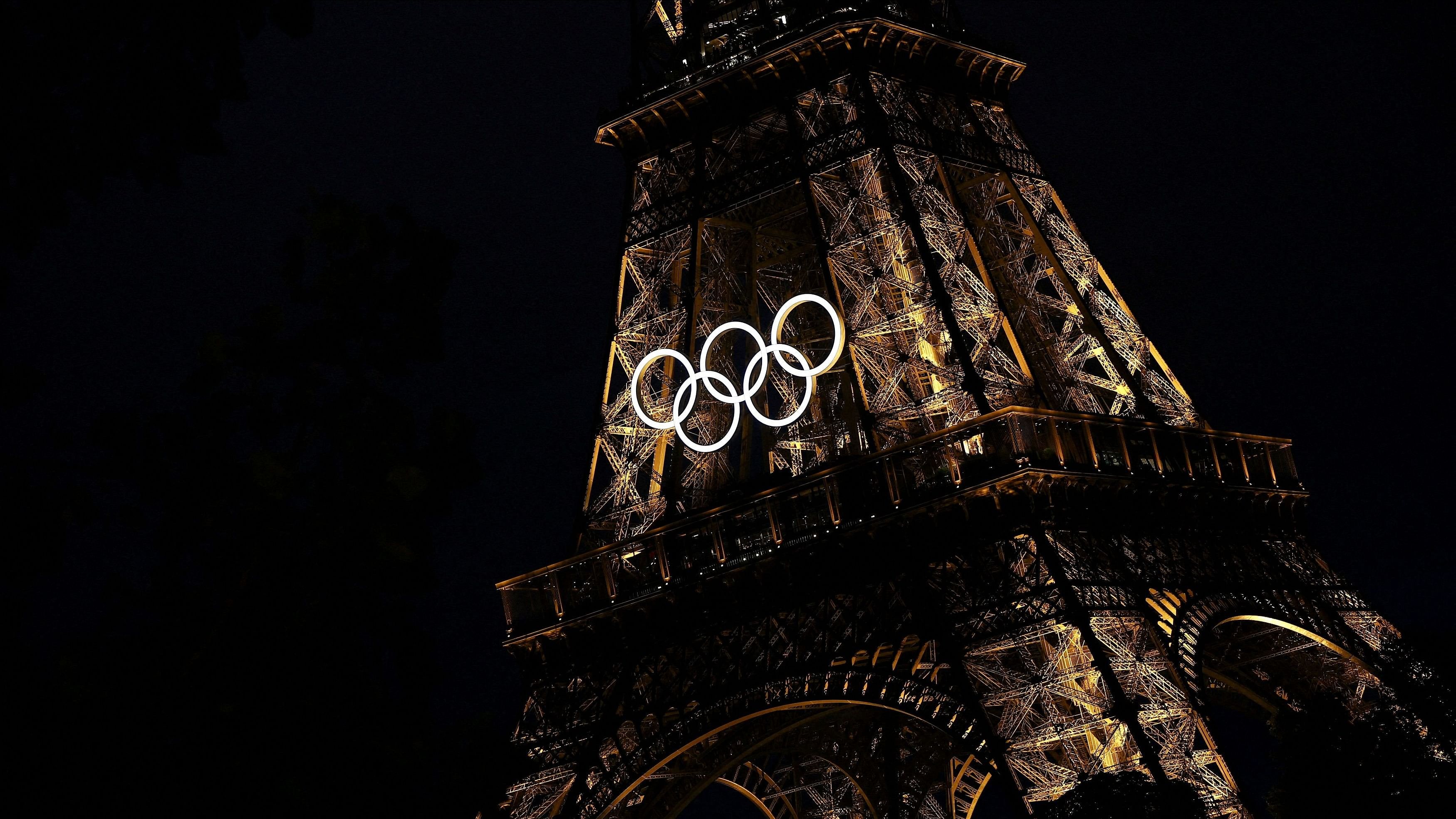 <div class="paragraphs"><p>A general view of the Olympic rings on the Eiffel Tower.</p></div>