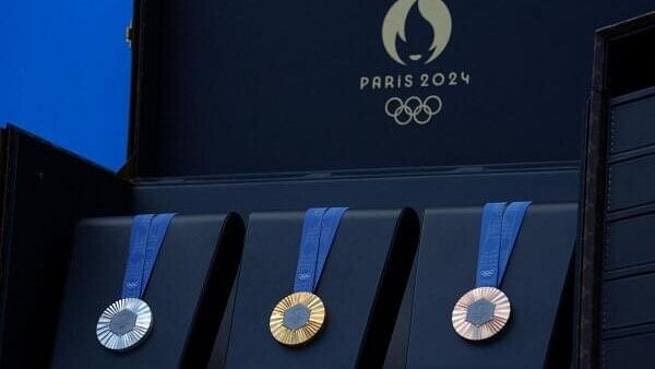 <div class="paragraphs"><p>A view of the gold, silver, and bronze medals of Paris Olympics on display in a Louis Vuitton case at Troacdero Stadium in Paris.</p></div>