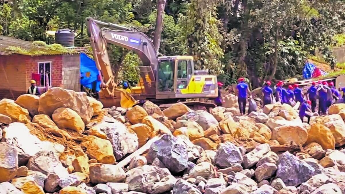 <div class="paragraphs"><p>Search and rescue operation underway at a landslide-hit area in Wayanad district of Kerala.&nbsp;</p></div>