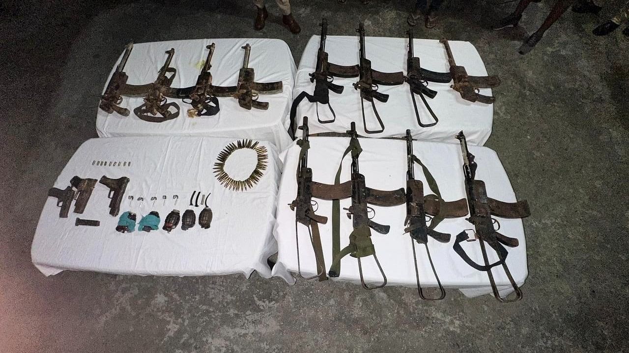 <div class="paragraphs"><p>The&nbsp;weapons seized by Assam police from the detained in Kokrajhar-Chirang forests, Assam.</p></div>