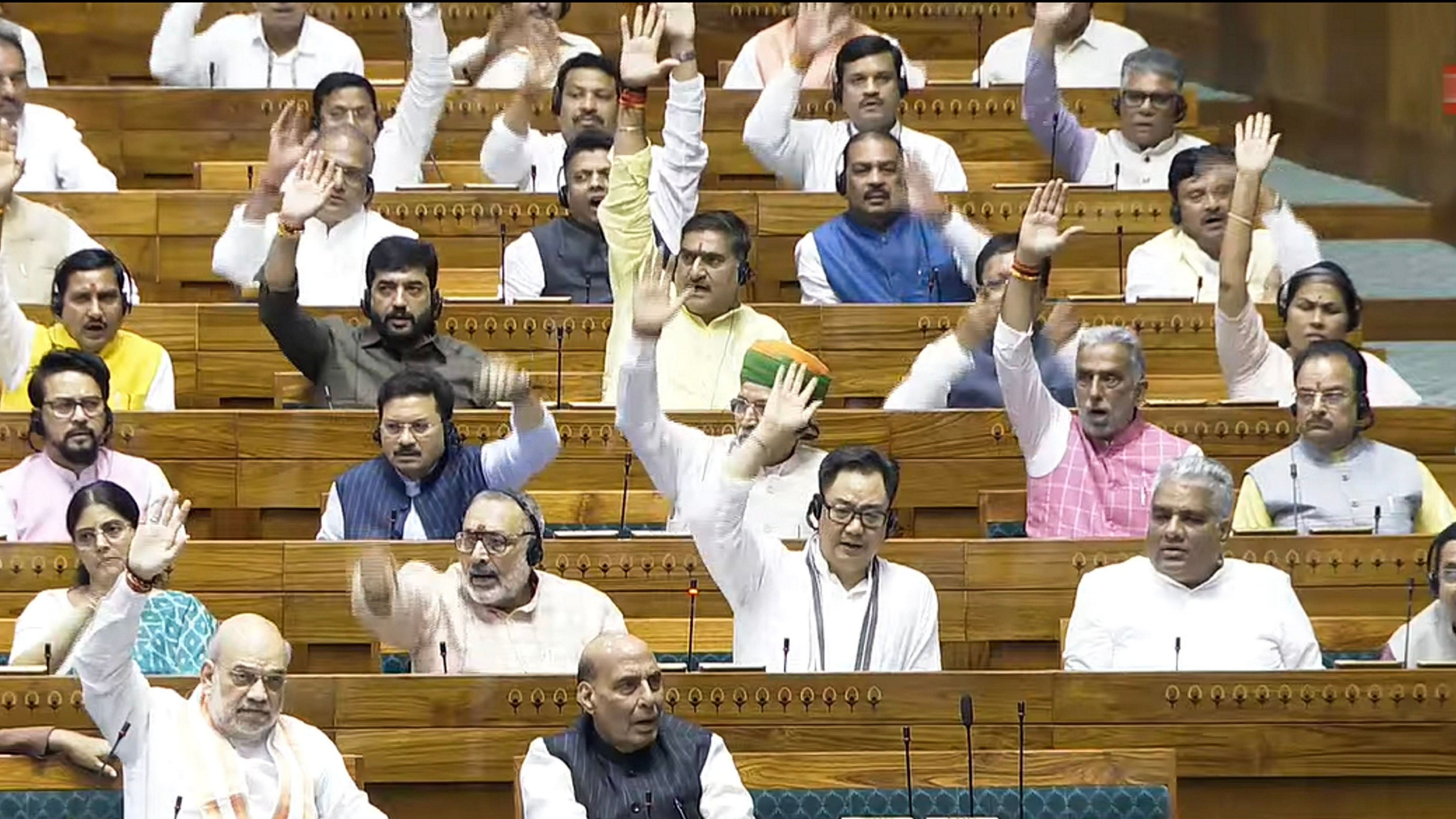 <div class="paragraphs"><p> Union Ministers Rajnath Singh, Amit Shah and other members in the Lok Sabha during the Monsoon session when the Centre introduced the Waqf (Amendment) Bill in the Lok Sabha.&nbsp;</p></div>