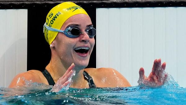 <div class="paragraphs"><p>Kaylee McKeown of Australia reacts after winning the gold medal.</p></div>