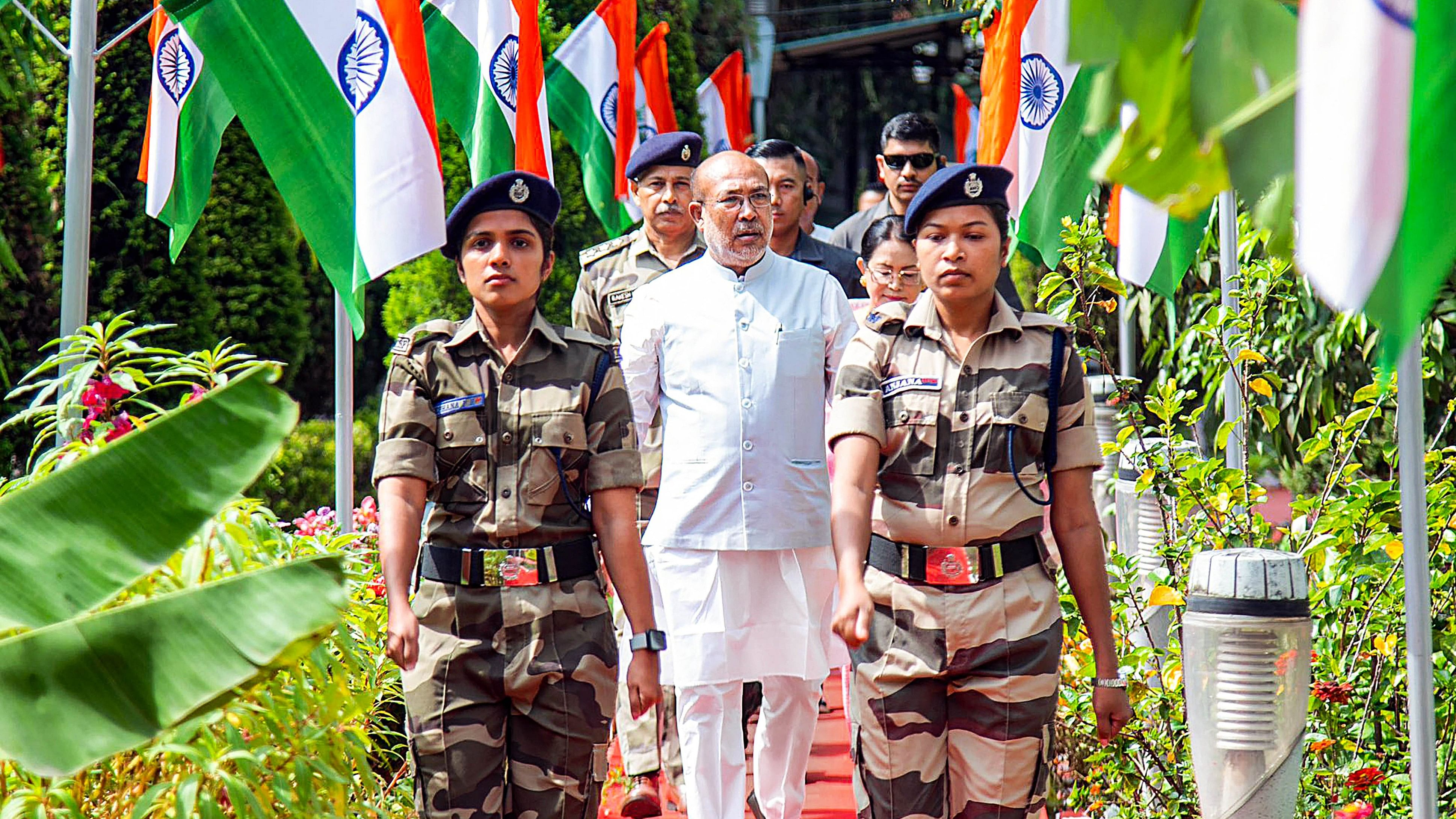 <div class="paragraphs"><p>Manipur Chief Minister N Biren Singh during the 78th Independence Day celebrations at Secretariat, in Imphal, Thursday, Aug. 15, 2024. </p></div>