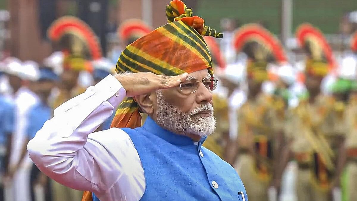 <div class="paragraphs"><p>Prime Minister Narendra Modi receives a Guard of Honour on 78th Independence Day at the Red Fort.</p></div>