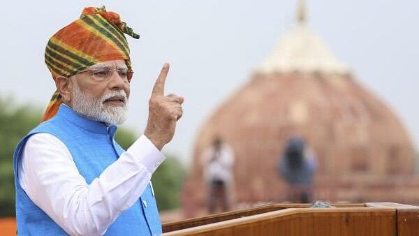 <div class="paragraphs"><p>Prime Minister Narendra Modi addresses the nation from the Red Fort on 78th Independence Day, in New Delhi, Thursday, Aug. 15, 2024. </p></div>