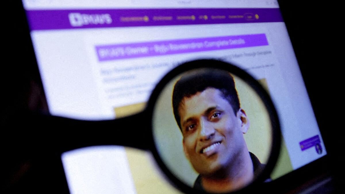 <div class="paragraphs"><p>Illustration shows photograph of Byju's owner Byju Raveendran on his company's web page.</p></div>