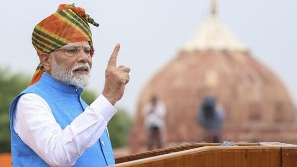 <div class="paragraphs"><p>Prime Minister Narendra Modi addresses the nation from the Red Fort on 78th Independence Day, in New Delhi, Thursday, Aug. 15, 2024.</p></div>