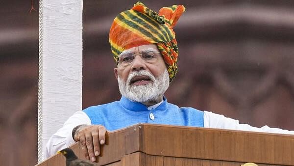 <div class="paragraphs"><p> Prime Minister Narendra Modi addresses the nation from the Red Fort on 78th Independence Day, in New Delhi, Thursday, Aug. 15, 2024.</p></div>