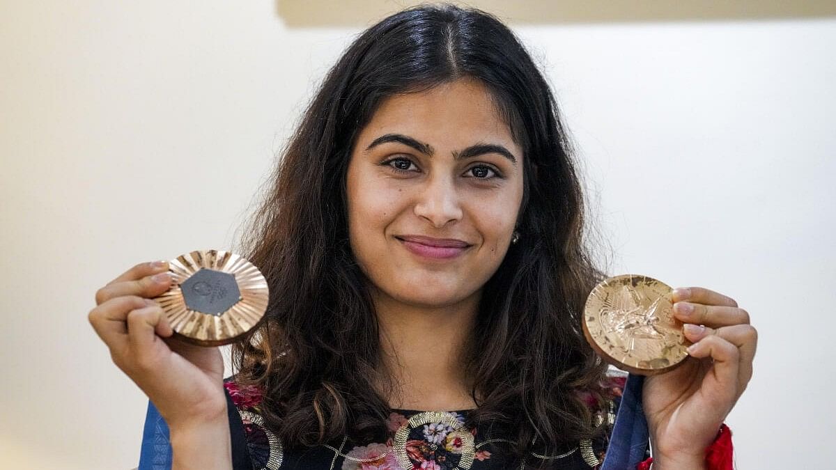 <div class="paragraphs"><p>Manu Bhaker with her 2 Olympic bronze medals.</p></div>